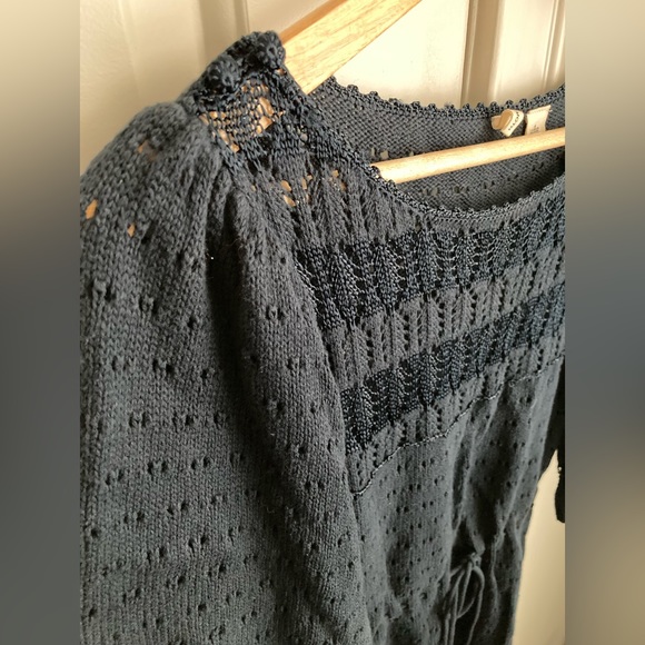 Vintage ANTHRO Moth Navy Tunic Sweater - Picture 3 of 6